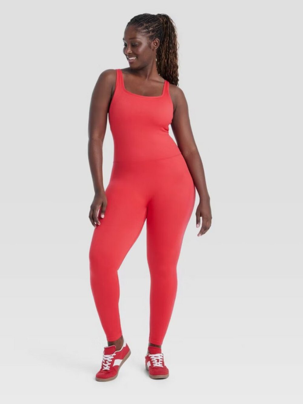 NWT Women's Square Neck Seamless Active Bodysuit - All In Motion Red XXL